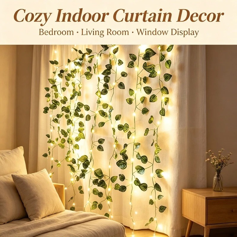 Led Fairy String Lights - Luzes de Cordão LED com Folhas
