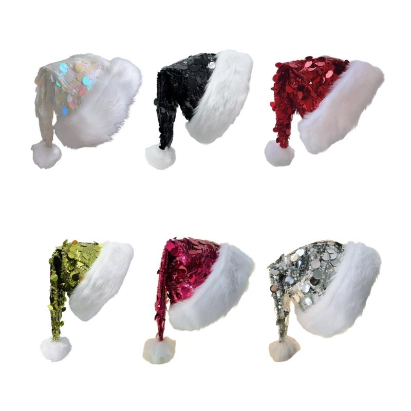 Santa Hat Plush - 39bb adulto lantejoulas santa chapéus pelúcia