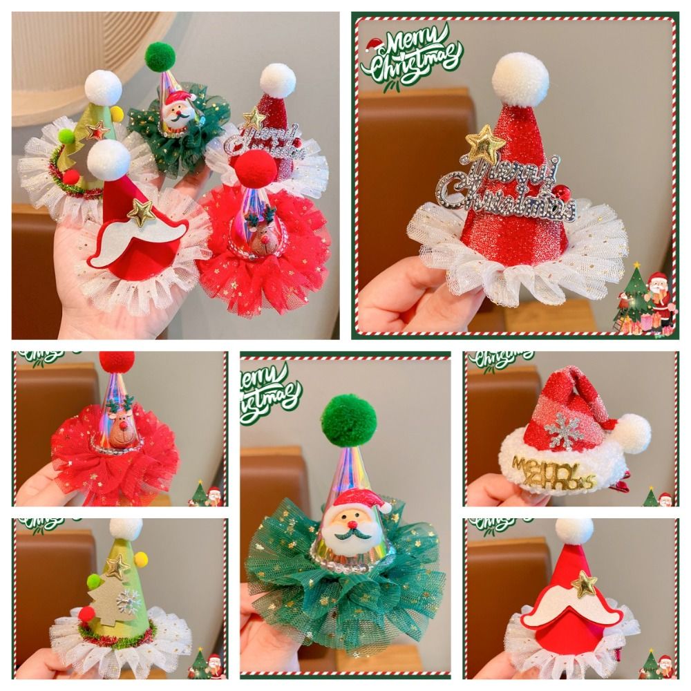 Santa Hat Plush - Bonito estrela natal grampo de cabelo