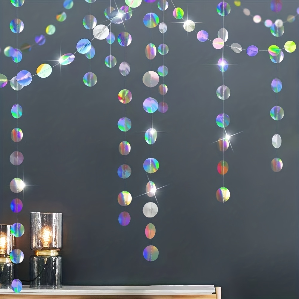 Tinsel Garland Decoration - 1pc cintilante iridescente círculo guirlandas-mágico holográfico