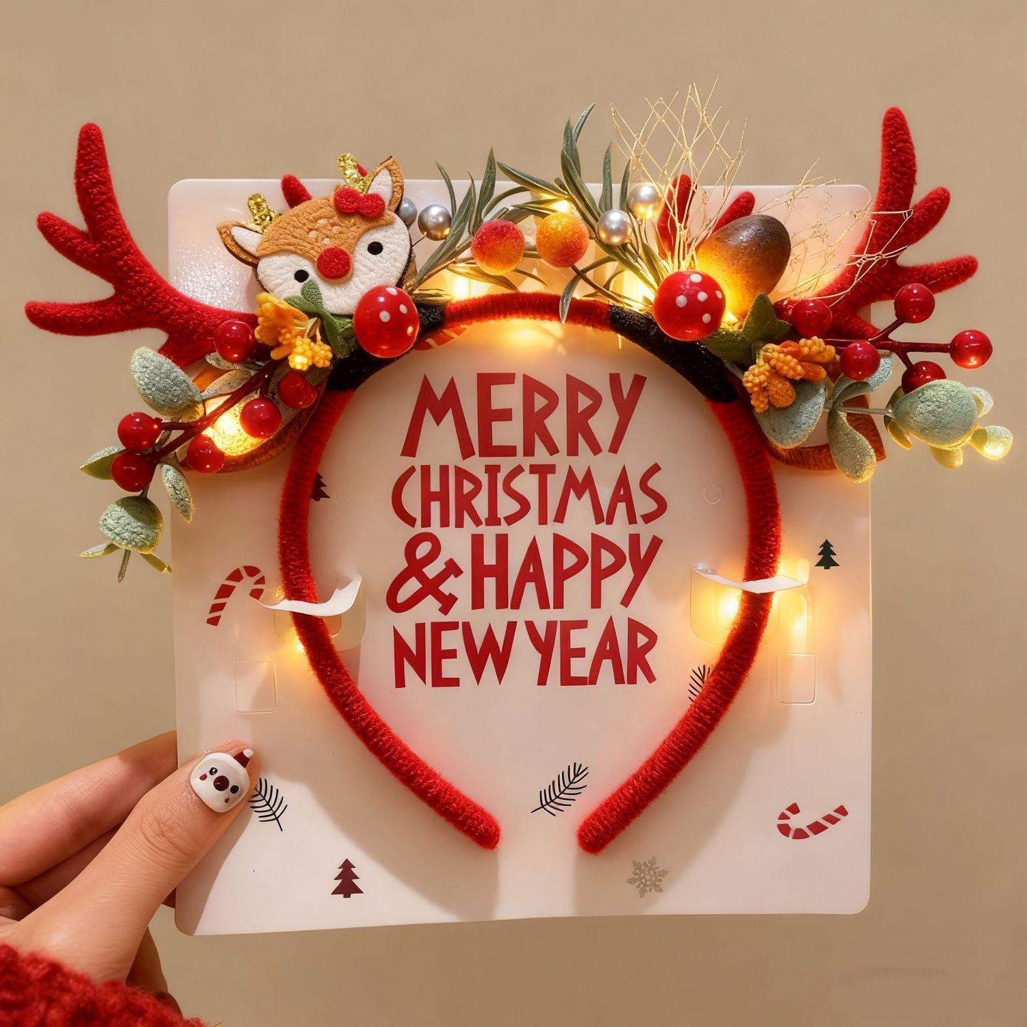 Reindeer Antlers Headband - Tiara de Natal com Antenas de