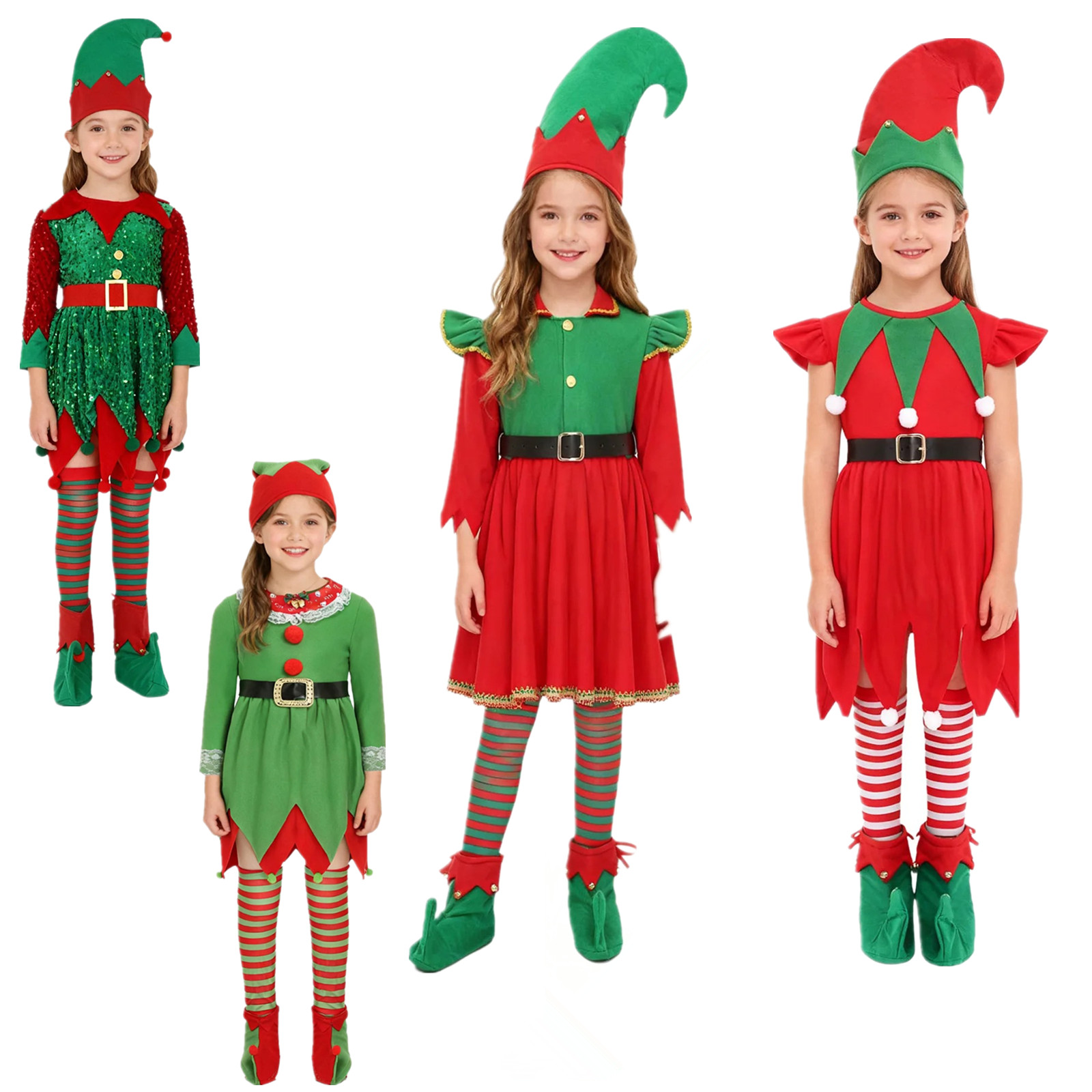 Elf Costume Christmas - Elfo menina traje de natal papai