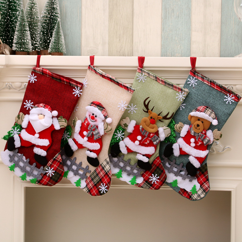 Christmas Stocking Hanging - 31cm grandes meias de natal decorações