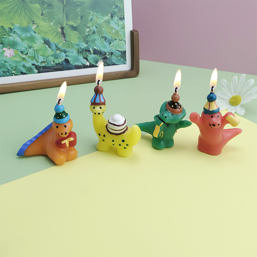 Holiday Candle Set - Feliz aniversário dos desenhos animados dinossauro