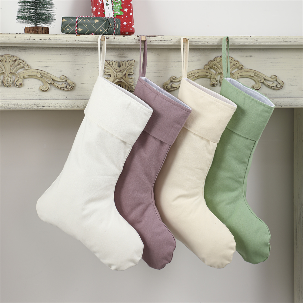 Christmas Stocking Hanging - Meia de Natal de Linho Natural