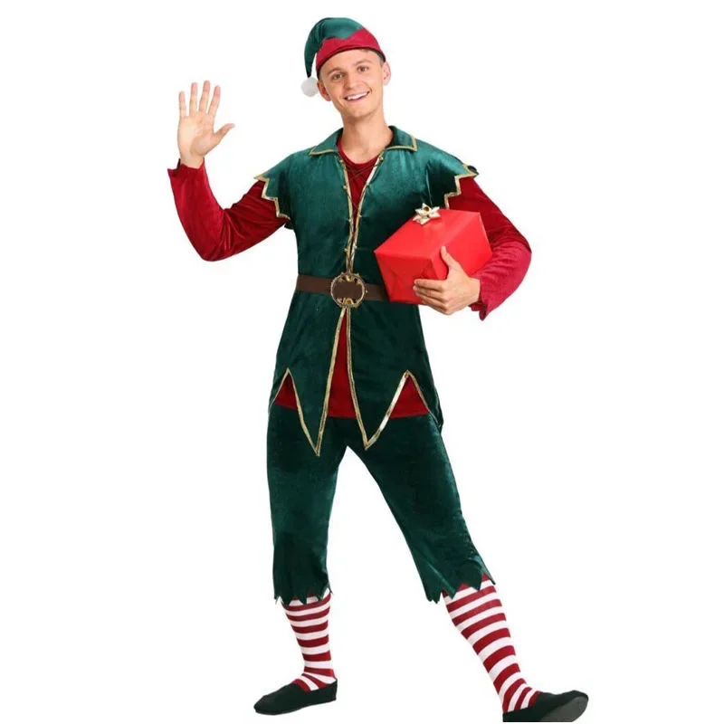 Natal papai noel traje casal t - Elf Costume Christmas avaliação e preço
