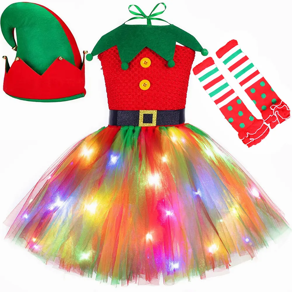 Vestido tutu de natal vermelho - Elf Costume Christmas avaliação e preço