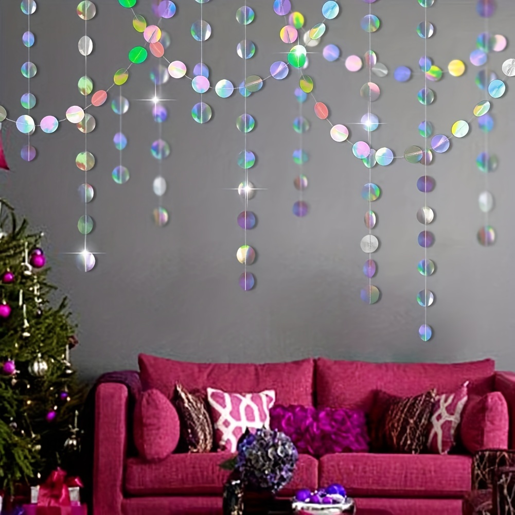 1pc cintilante iridescente cír - Tinsel Garland Decoration avaliação e preço