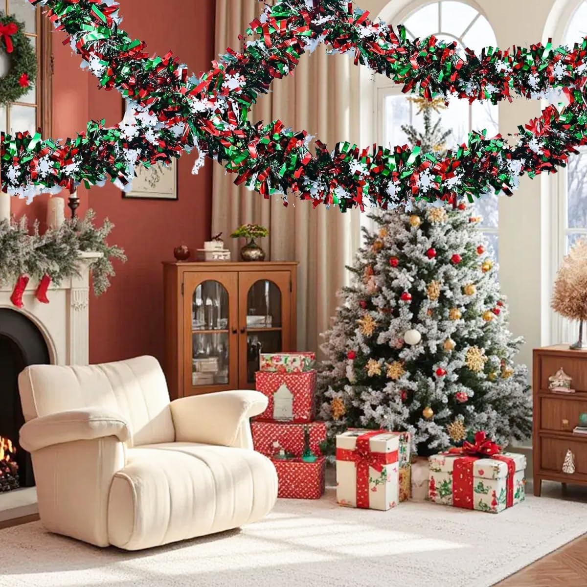 Guirlanda Metálica Verde e Ver - Tinsel Garland Decoration avaliação e preço