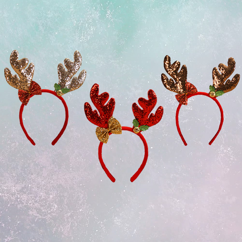 Conjunto de 3 Tiara de Natal c - Reindeer Antlers Headband avaliação e preço