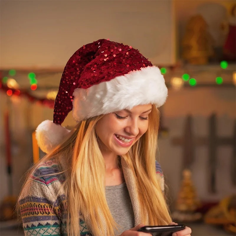 Chapéu de Natal de Lantejoulas - Santa Hat Plush avaliação e preço
