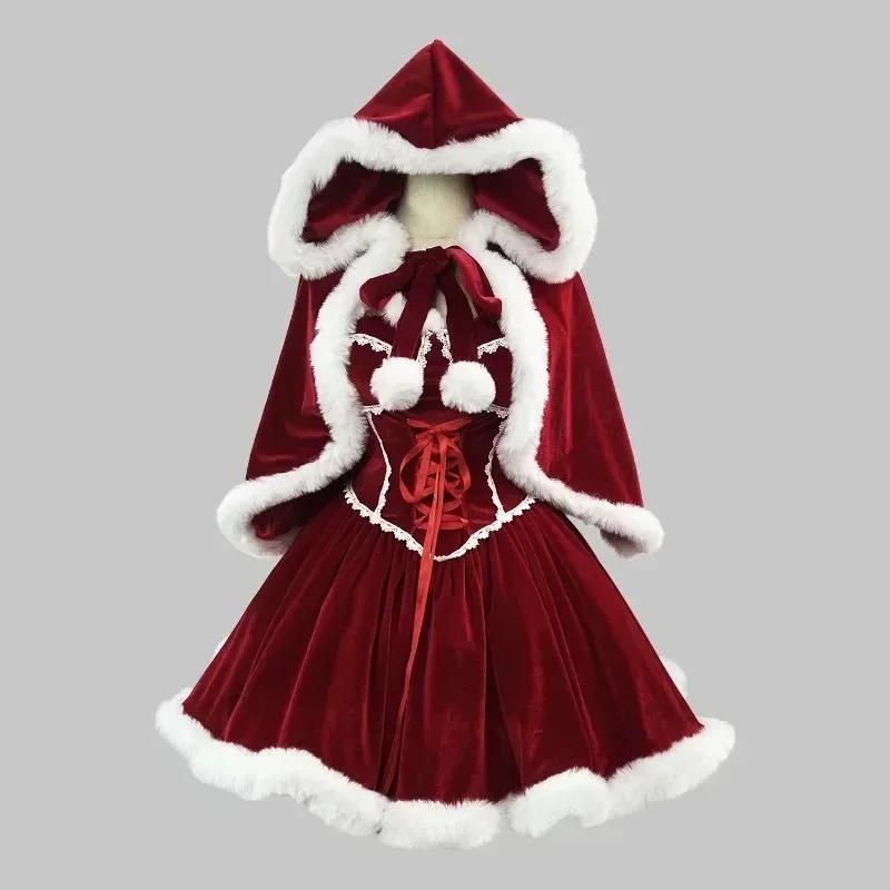 Ano novo vestido vermelho mant - Elf Costume Christmas avaliação e preço